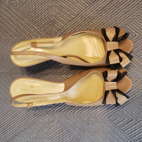 kate spade size 10 tan and black heels - Picture 5 of 10